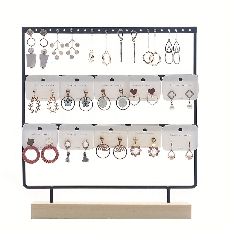 3 Tiers 72 Holes Earring Display Holder Metal Jewelry Storage Organizer